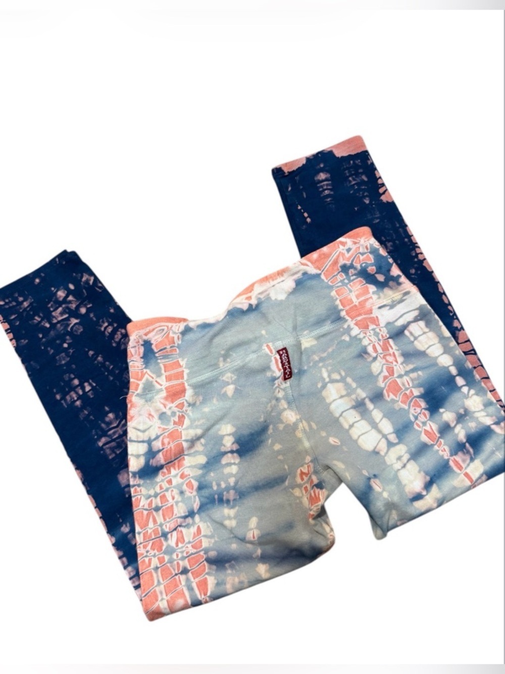 Vintage Hard Tail USA Tie Dye 7/8 Yoga Leggings Pink Blue Navy Cotton Lycra XS